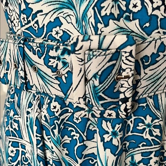 Samantha Sung Blue and White Patterned Midi Dress - Picture 13 of 15